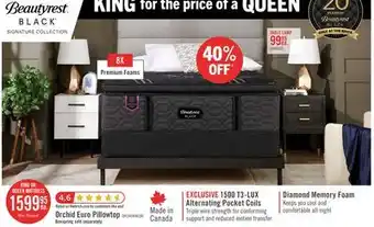 The Brick Beautyrest Black Signature Orchid Euro Pillowtop Queen Mattress offer