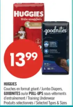 Pharmaprix HUGGIES Jumbo Diapers, GOODNITES or PULL-UPS Training Underwear offer