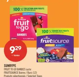 Pharmaprix SUNRYPE FRUIT TO GO BANDES or FRUITSOURCE Bars offer