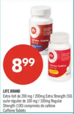 Pharmaprix LIFE BRAND 200 mg Extra Strength (50) or 100 mg Regular Strength (100) Caffeine Tablets offer