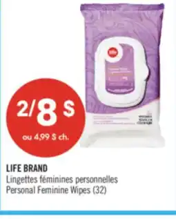 Pharmaprix LIFE BRAND Personal Feminine Wipes offer