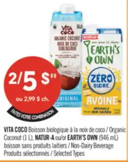 Pharmaprix VITA COCO Organic Coconut (1 L), NATUR-A or EARTH'S OWN (946 mL) Non-Dairy Beverage offer