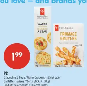 Pharmaprix PC Water Crackers (125 g) or Swiss Sticks (100 g) offer