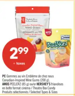 Pharmaprix PC Canadian-Inspired Wine Gums (200 g), AMOS PEELERZ (85 g) or HERSHEY'S Theatre Box Candy offer