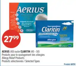 Pharmaprix AERIUS (40) or CLARITIN (40 - 50) Allergy Relief Products offer