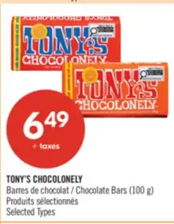 Pharmaprix TONY'S CHOCOLONELY Chocolate Bars offer