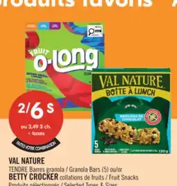 Pharmaprix VAL NATURE TENDRE Granola Bars (5) or BETTY CROCKER Fruit Snacks offer