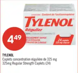 Pharmaprix TYLENOL Caplets concentration régulière de 325 mg 325mg Regular Strength Caplets (24) offer