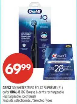 Pharmaprix CREST 3D WHITESTRIPS ECLAT SUPREME (21) or ORAL-B i02 Rechargeable Toothbrush offer
