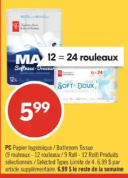 Pharmaprix PC Bathroom Tissue (9 Roll - 12 Roll) offer
