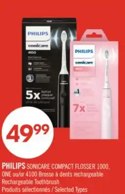 Pharmaprix PHILIPS SONICARE COMPACT FLOSSER 1000, ONE or 4100 Rechargeable Toothbrush offer