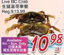 Foody Mart Live BC Crab offer