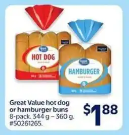 Walmart Great Value Hot Dog or Hamburger Buns offer