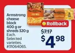 Walmart Armstrong Cheese Block or Shreds offer
