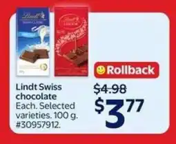 Walmart Lindt Swiss chocolate offer