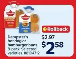 Walmart Dempster's Hot Dog or Hamburger Buns offer