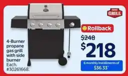 Walmart 4-Burner Propane Gas Grill offer