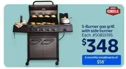 Walmart 5-Burner gas grill with side burner offer