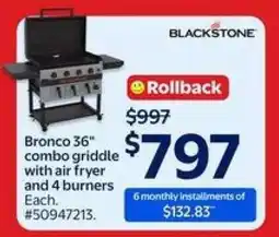 Walmart Bronco 36 combo griddle with air fryer and 4 burners offer