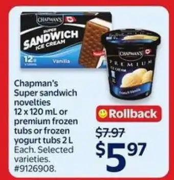 Walmart Chapman's Super Sandwich Novelties offer