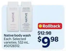 Walmart NATIVE BODY WASH offer