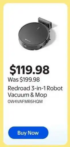 Walmart Redroad 3-in-1 Robot Vacuum & Mop offer