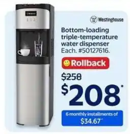 Walmart Bottom-loading triple-temperature water dispenser offer