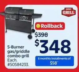 Walmart 5-Burner Gas/Griddle Combo Grill offer