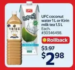 Walmart UFC Coconut Water 1L or Kirin Milk Tea 1.5L offer