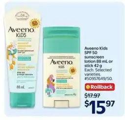 Walmart Aveeno Kids SPF 50 Sunscreen offer