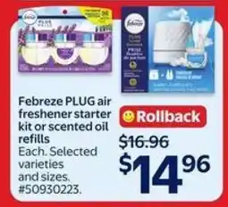 Walmart Febreze PLUG air freshener starter kit or scented oil refills offer