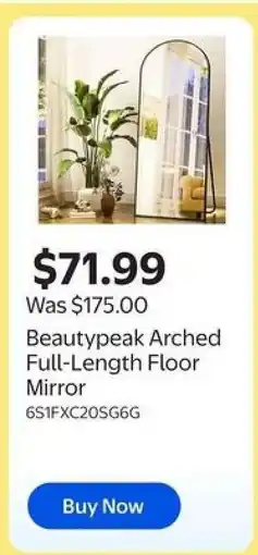 Walmart Beautypeak Arched Full-Length Floor Mirror offer