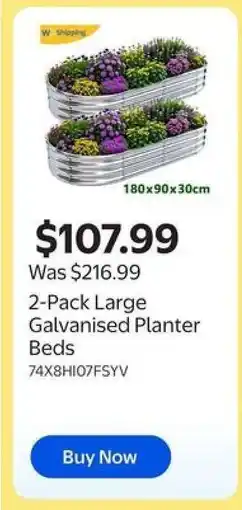 Walmart 2-Pack Large Galvanised Planter Beds offer