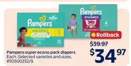 Walmart Pampers super econo pack diapers offer