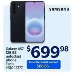 Walmart Galaxy A57 128 GB unlocked phone offer