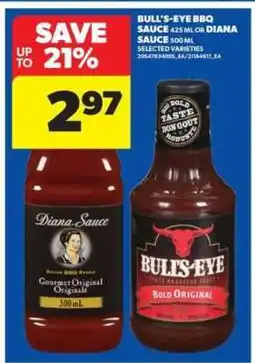 Real Canadian Superstore Bull's-Eye BBQ Sauce or Diana Sauce offer