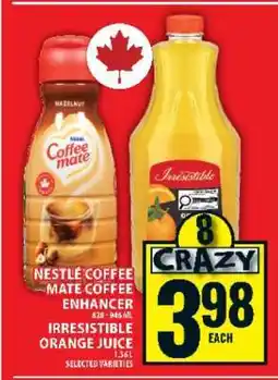 Food Basics Nestle Coffee Mate Coffee Enhancer & Irresistible Orange Juice offer