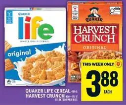 Food Basics Quaker Life Cereal / Harvest Crunch offer