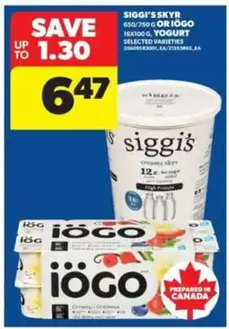 Real Canadian Superstore Siggi's Skyr or Iögo Yogurt offer