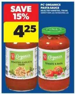 Real Canadian Superstore PC Organics Pasta Sauce offer