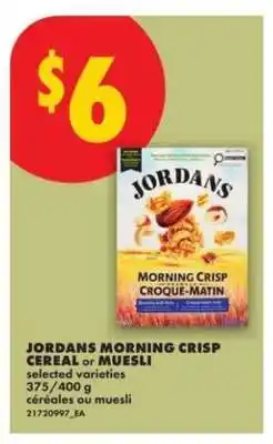 No Frills JORDANS MORNING CRISP CEREAL or MUESLI offer