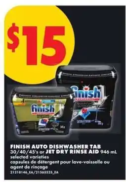No Frills FINISH AUTO DISHWASHER TAB or JET DRY RINSE AID offer