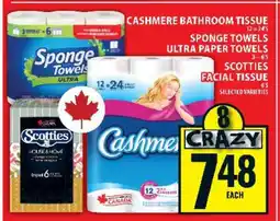 Food Basics Cashmere Bathroom Tissue, Sponge Towels Ultra Paper Towels, Scotties Facial Tissues offer