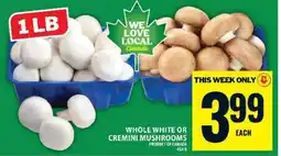 Food Basics WHOLE WHITE OR CREMINI MUSHROOMS offer