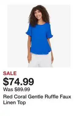 TSC Stores Red Coral Gentle Ruffle Faux Linen Top offer