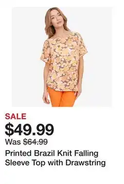 TSC Stores Printed Brazil Knit Falling Sleeve Top with Drawstring offer