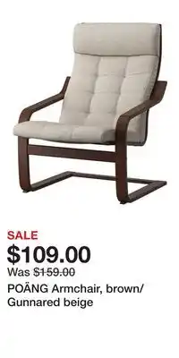 IKEA POÄNG Armchair, brown/Gunnared beige offer