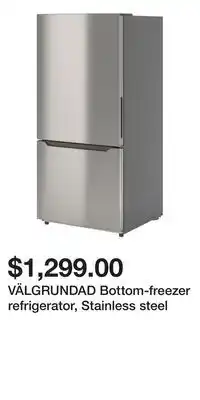 IKEA VÄLGRUNDAD Bottom-freezer refrigerator, Stainless steel offer