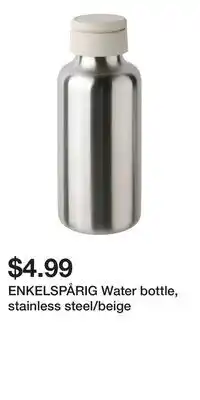 IKEA ENKELSPÅRIG Water bottle, stainless steel/beige offer