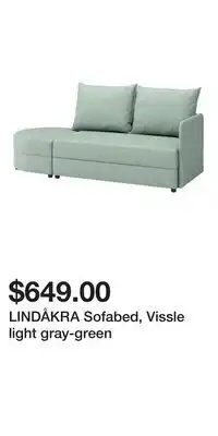 IKEA LINDÅKRA Sofabed, Vissle light gray-green offer